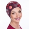 Bonnet chimio Kenaya bouton - imprimé fleuri rouge et prune