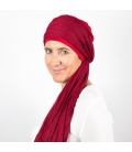 Turban Bali rouge - 1 Bonnet + 2 Foulards chimio