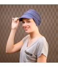 Casquette bleu jean - femme - traitement cancer - chimiotherapie - radiothérapie - chute cheveux - rose comme femme