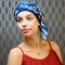 Foulard chimio New Delhi - Bleu motif - Lookhatme - rose comme femme