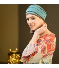 Cancer - alopecie - Turban Hélène Reverse bicolore - Vert chocolat - facile enfiler - Rose comme femme