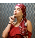 Traitement chimiotherapie - radiotherapie - cancer - Foulard New Delhi - Bordeau fantaisie - Rose comme femme