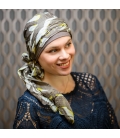 Chimiotherapie - Traitement radiotherapie - cancer - Foulard Taupe anis blanc New Delhi - Rose comme femme