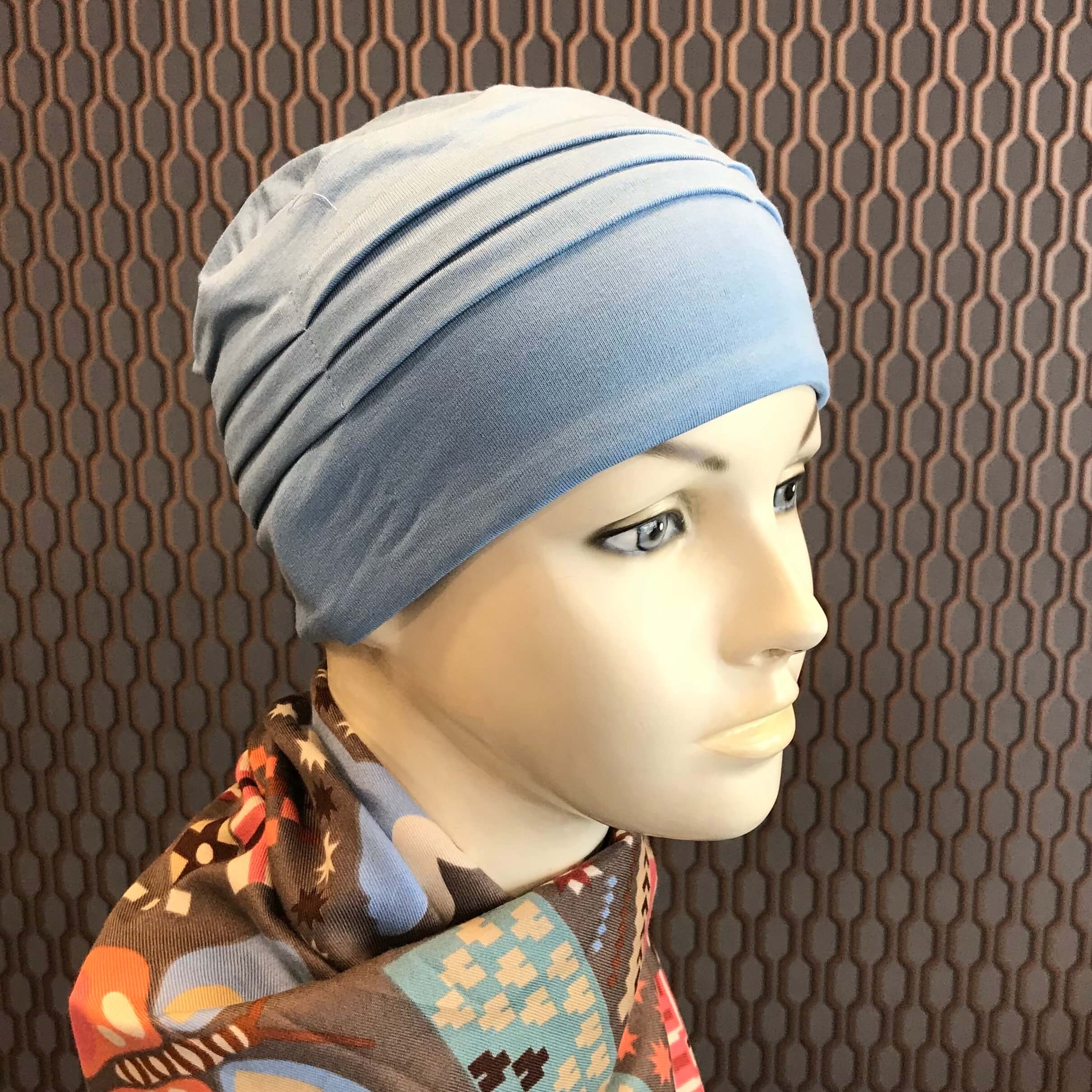 Bonnet chimio pour pelade et alopécie en bambou bleu marine