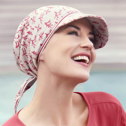 Casquette bandana chimio solaire - Estérel - chrisitine headwear - rose comme femme
