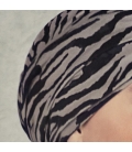 Detail bonnet chimio - motif Zebre - femmes cancer chimiotherapie radhiptherapie alopecie pelade - Rose comme femme